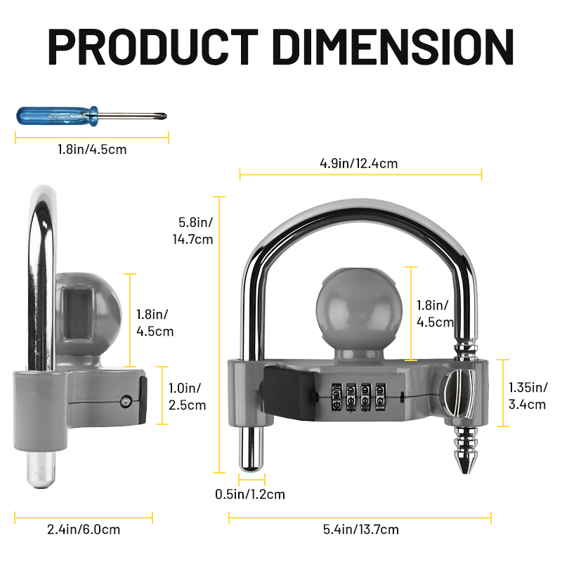 the combination dial and locking mechanism on the Vypart universal trailer lock