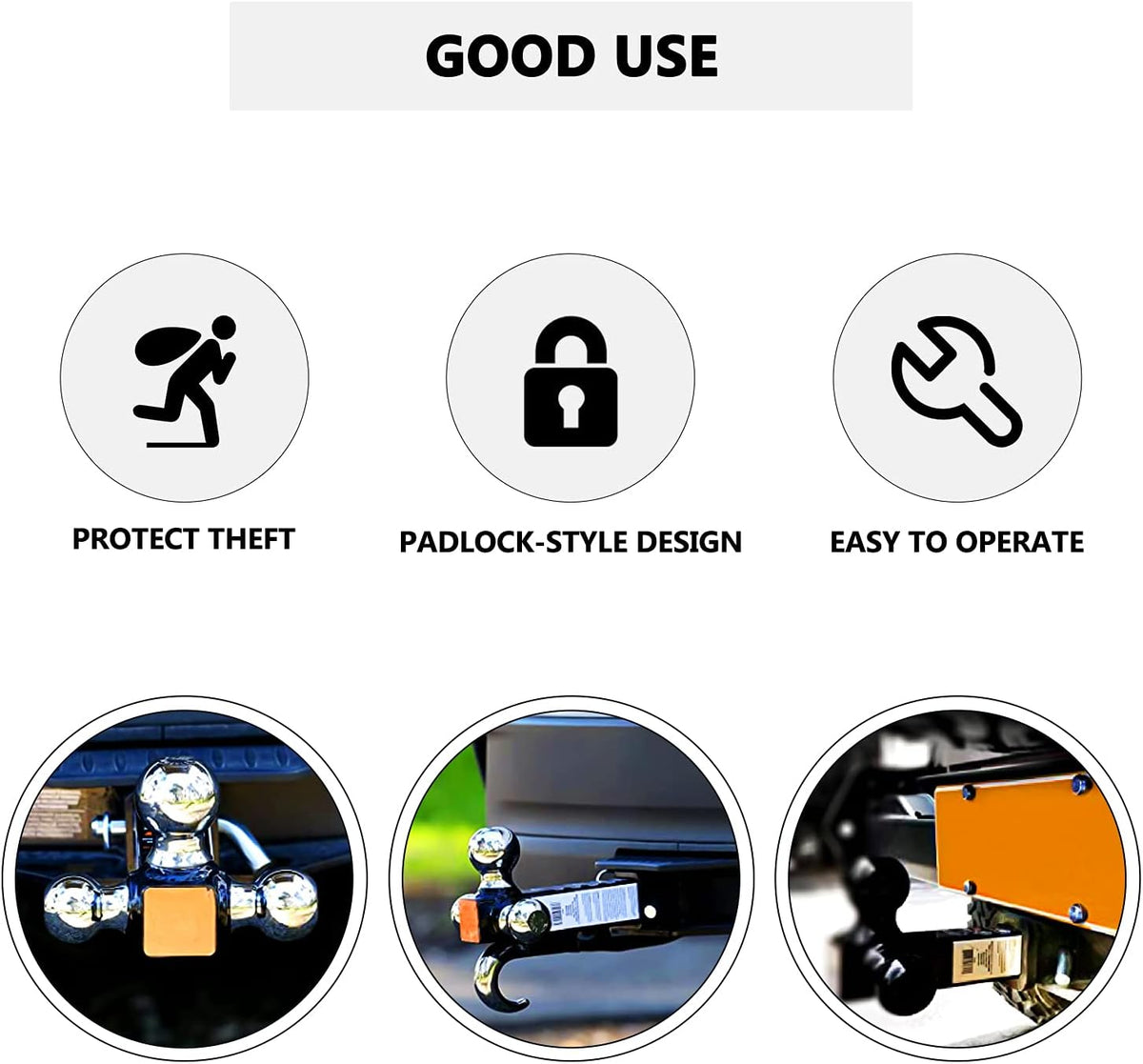 Vypart complete hitch lock pin kit packaging, includes L-pin, cotter pin, and storage pouch