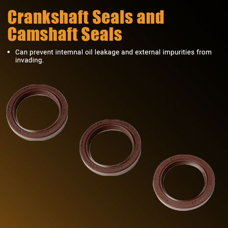 Rubber crankshaft and camshaft oil seals designed to prevent engine oil leakage and dust intrusion