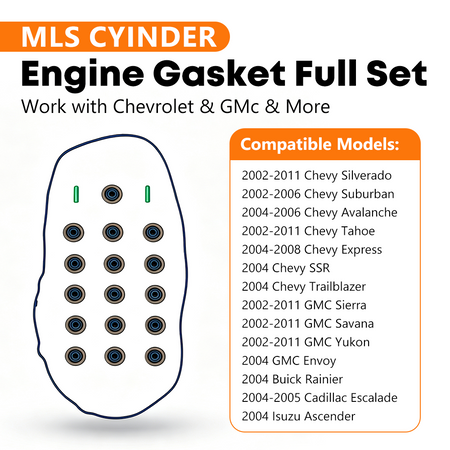 Complete Head Gasket Rebuild Kit Contents - MLS Gaskets, Viton Valve Stem Seals, O-Rings for GM V8