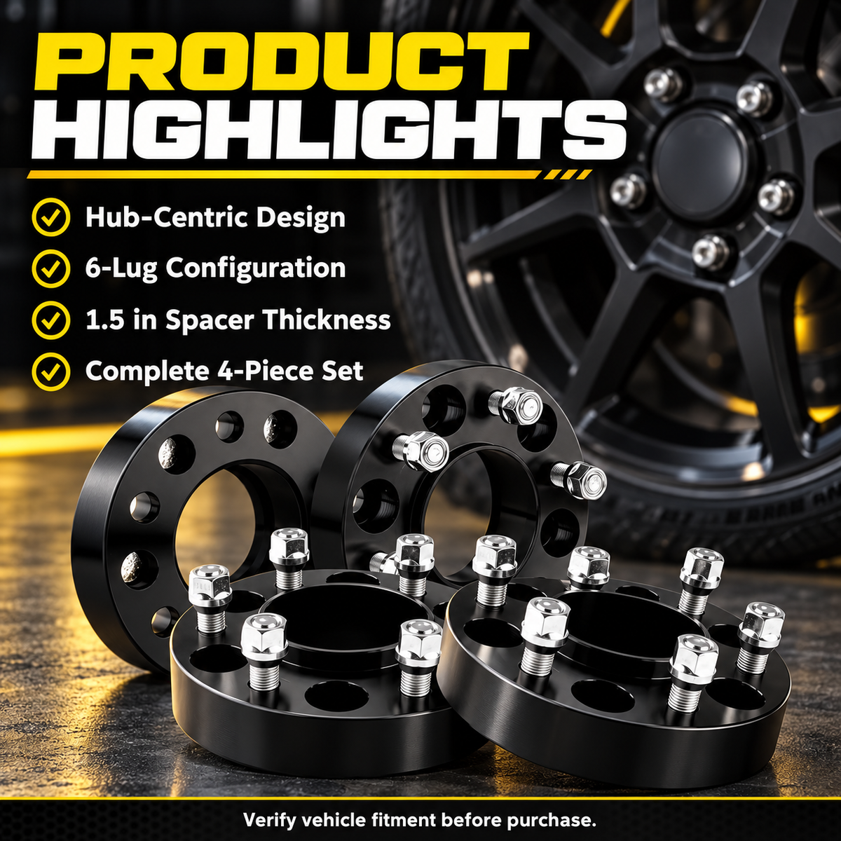 Vypart 4-piece hub-centric 6-lug wheel spacer set product highlights