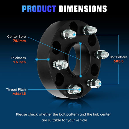 Engineering cutaway side view of the Vypart forged adapter, clearly illustrating the solid 1.5-inch construction and internal structure