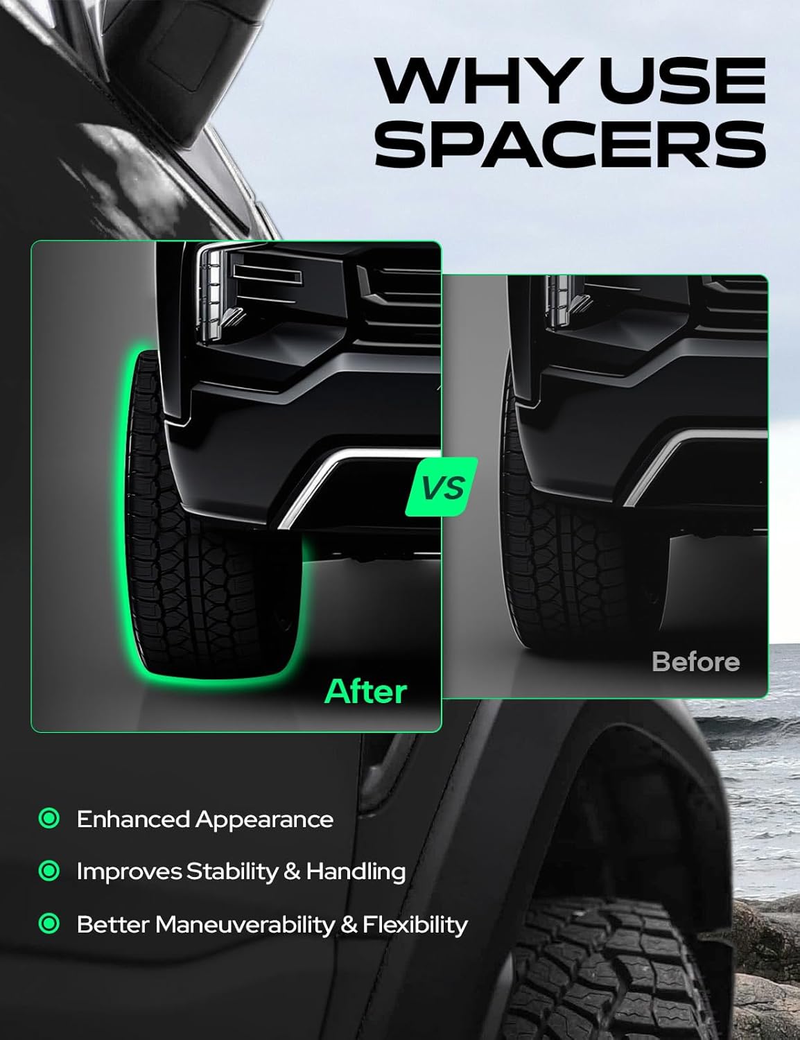 Vypart 4-piece wheel spacer kit including all spacers, hardware
