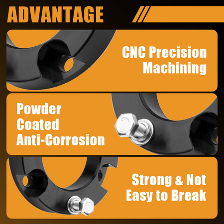 Close-up of anti-corrosion black powder coated aluminum spacer and high-strength hardware bolts for suspension modification