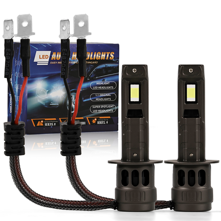 Vypart H1 fog light bulbs with cooling fan, pack of 2, 6500K white light, built for all-weather driving, isolated on white background