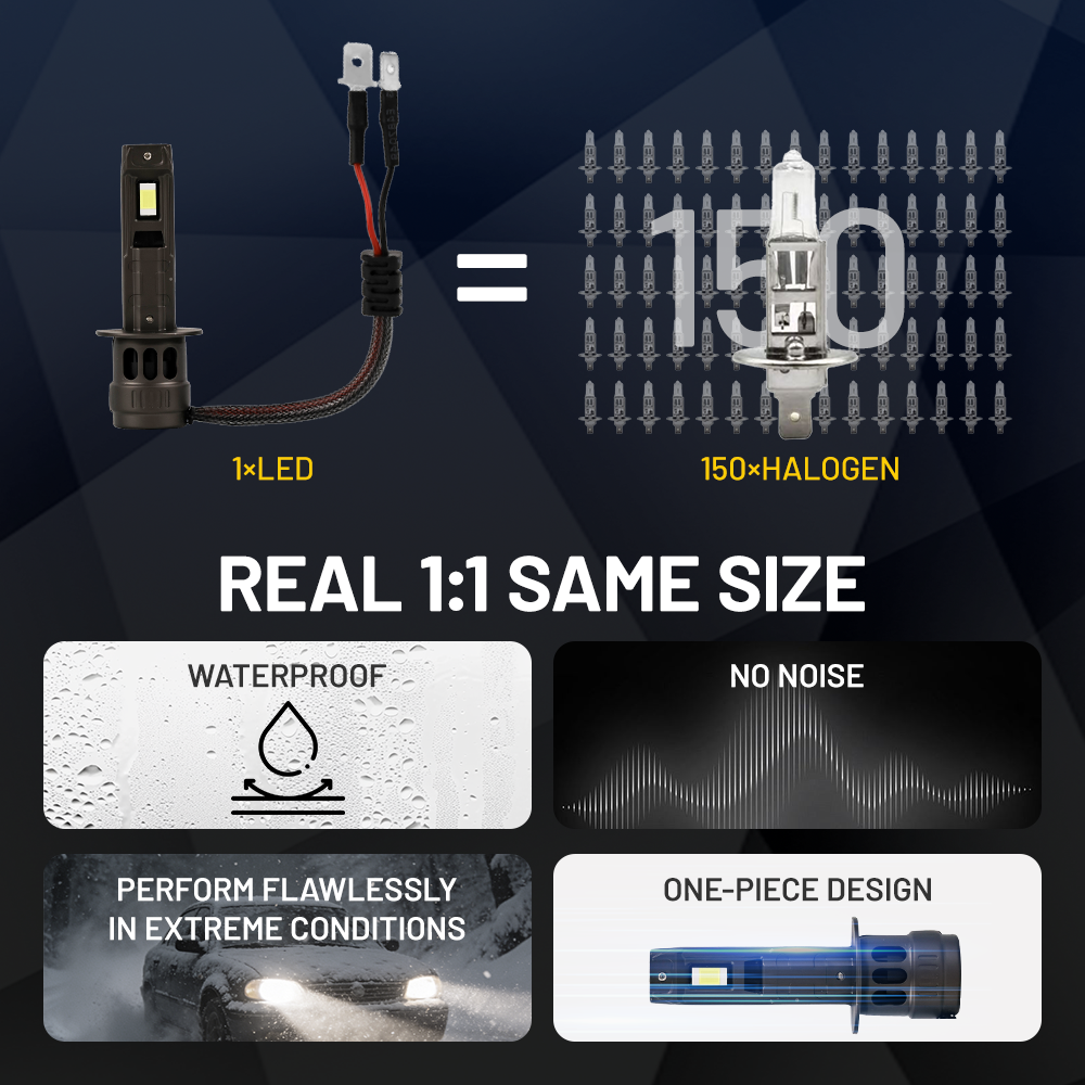 Vypart H1 fog lights performing in rainy or foggy conditions, demonstrating reliable illumination for enhanced driving safety