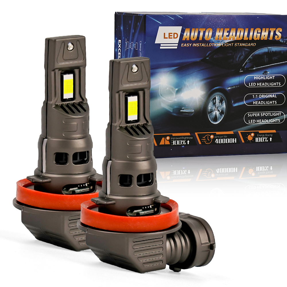 Vypart H11 H9 H8 LED fog light bulbs pack of 2, 30000LM 6500K, fanless no flicker design, Canbus ready, isolated on white