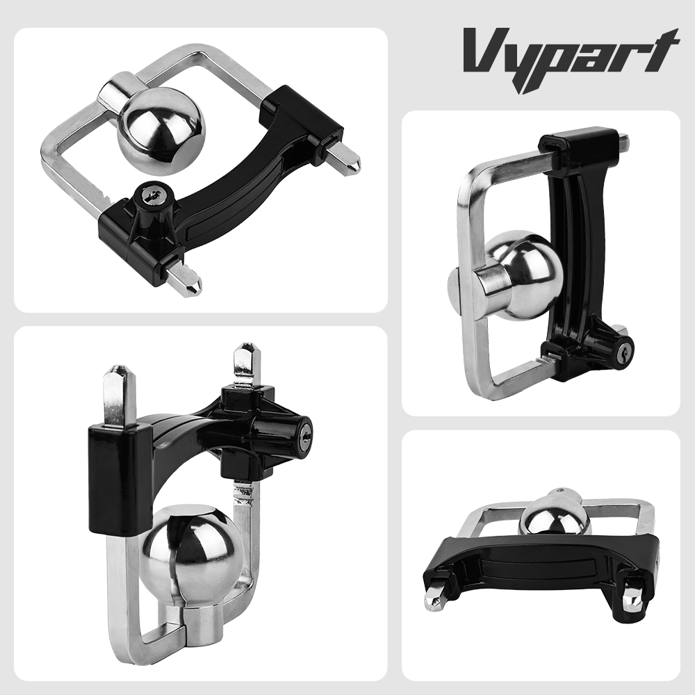 Size comparison of the Vypart heavy-duty U-lock next to a hand or common tool, demonstrating its robust size