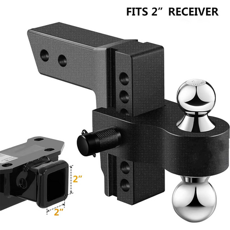 Close-up showing the adjustable drop/rise mechanism with multiple pin holes for 6" of height adjustment