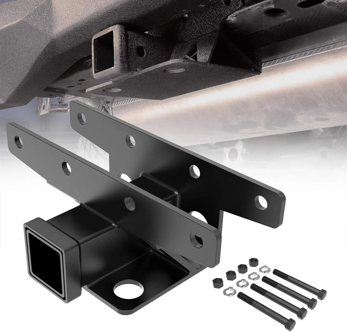 Exploded view showing the Vypart hitch receiver and its matching protective cover separately as a complete kit