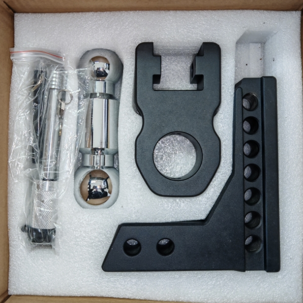 Vypart adjustable hitch securely installed in a standard 2" vehicle receiver, showing proper fit