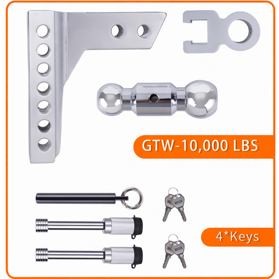 Vypart adjustable hitch securely mounted on a 2-inch receiver of a pickup truck, demonstrating fit and clean look