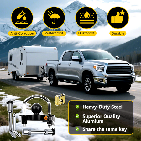 Vypart hitch lock set neatly organized ,highlighting easy storage and transport