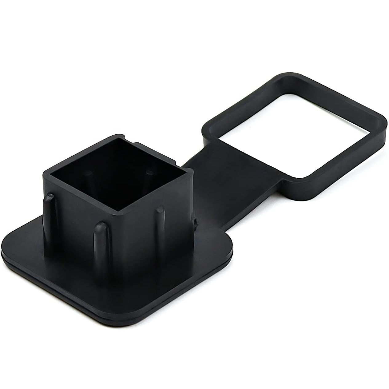 Extreme close-up of the Vypart hitch plug insert showing the detailed ribbed pattern and soft, flexible rubber texture