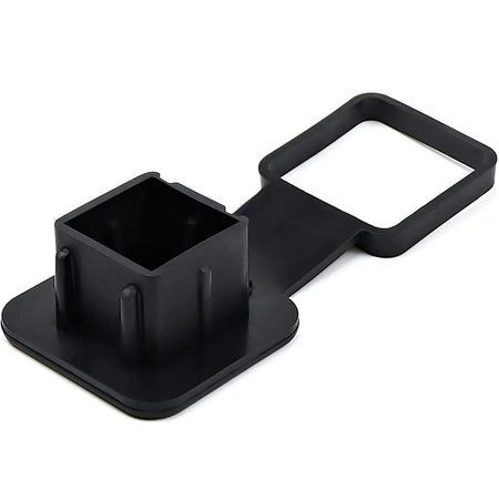 Extreme close-up of the Vypart hitch plug insert showing the detailed ribbed pattern and soft, flexible rubber texture