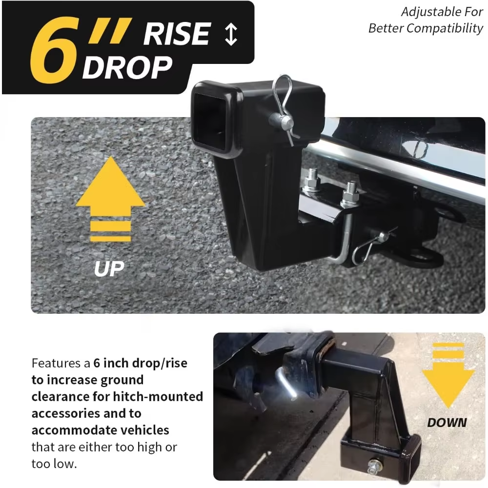 Infographic showing Vypart 2-inch hitch riser compatibility with popular SUV and truck models