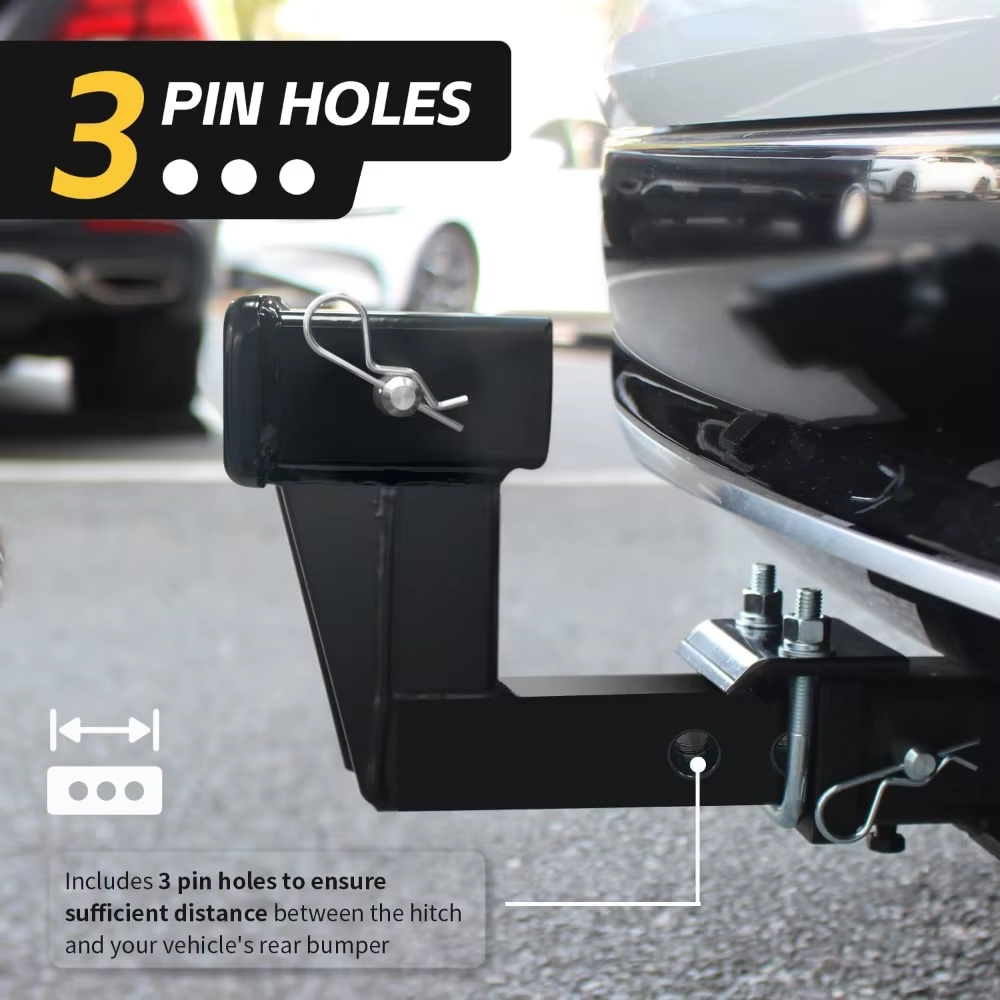 Vypart hitch riser's black powder-coated finish, highlighting corrosion and scratch resistance