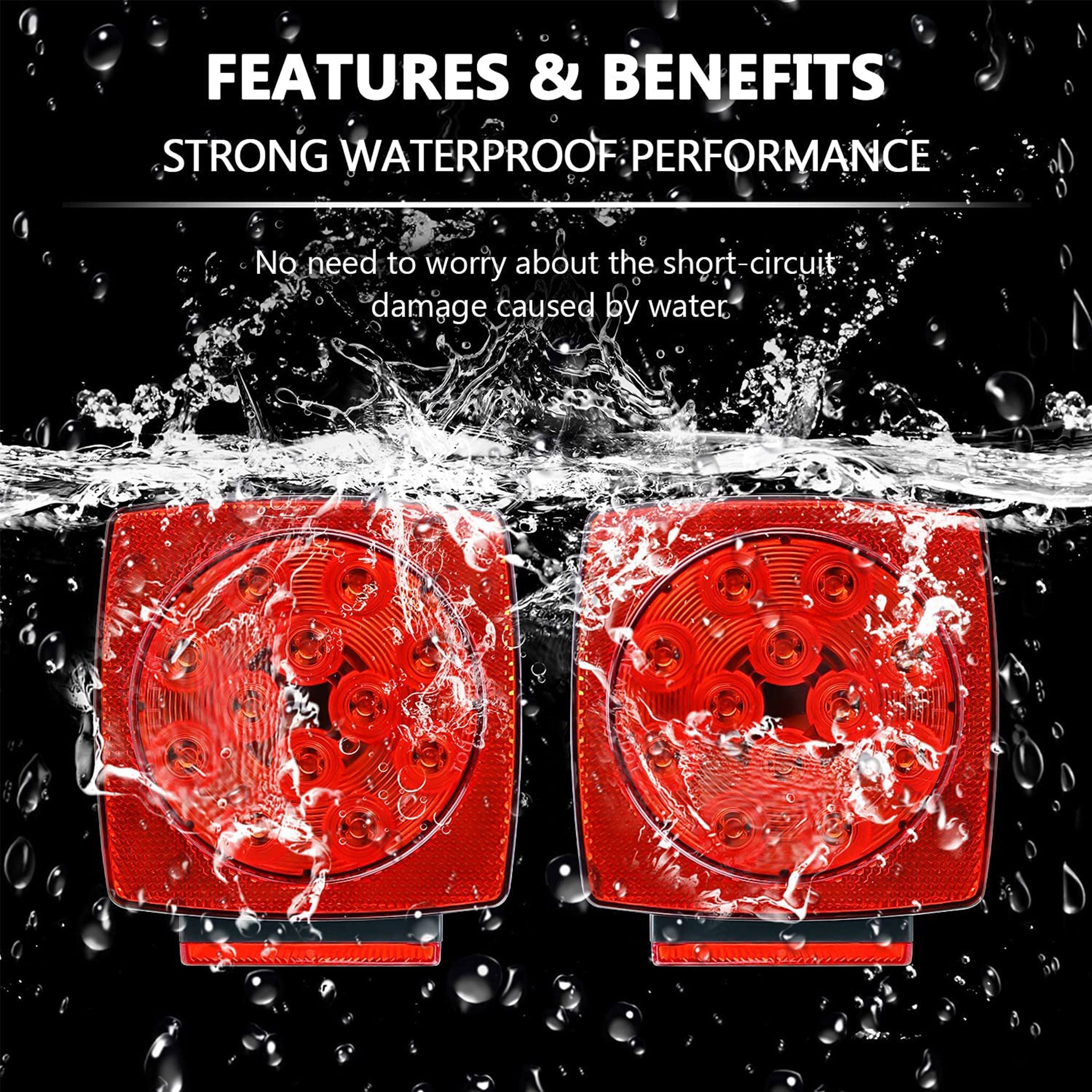 Vypart Trailer Lights, LED Waterproof Tow Lighting Kit with Wiring Harness for Boat Truck Camper RV Snowmobile Caravan