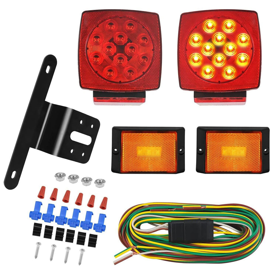 Vypart LED Waterproof Trailer Lights Kit with complete wiring harness, displayed on a white background