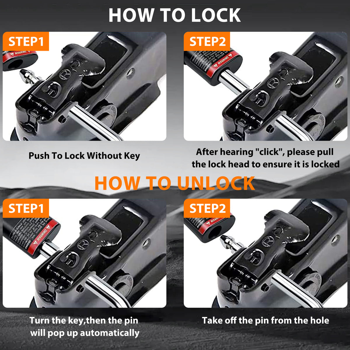 Close-up of Vypart J-lock's keyhole and rotating mechanism, showing easy push-to-lock operation