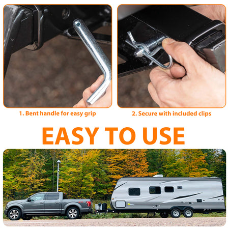 Vypart stainless steel hitch pin kit showcased outdoors, highlighting rust-resistant durability