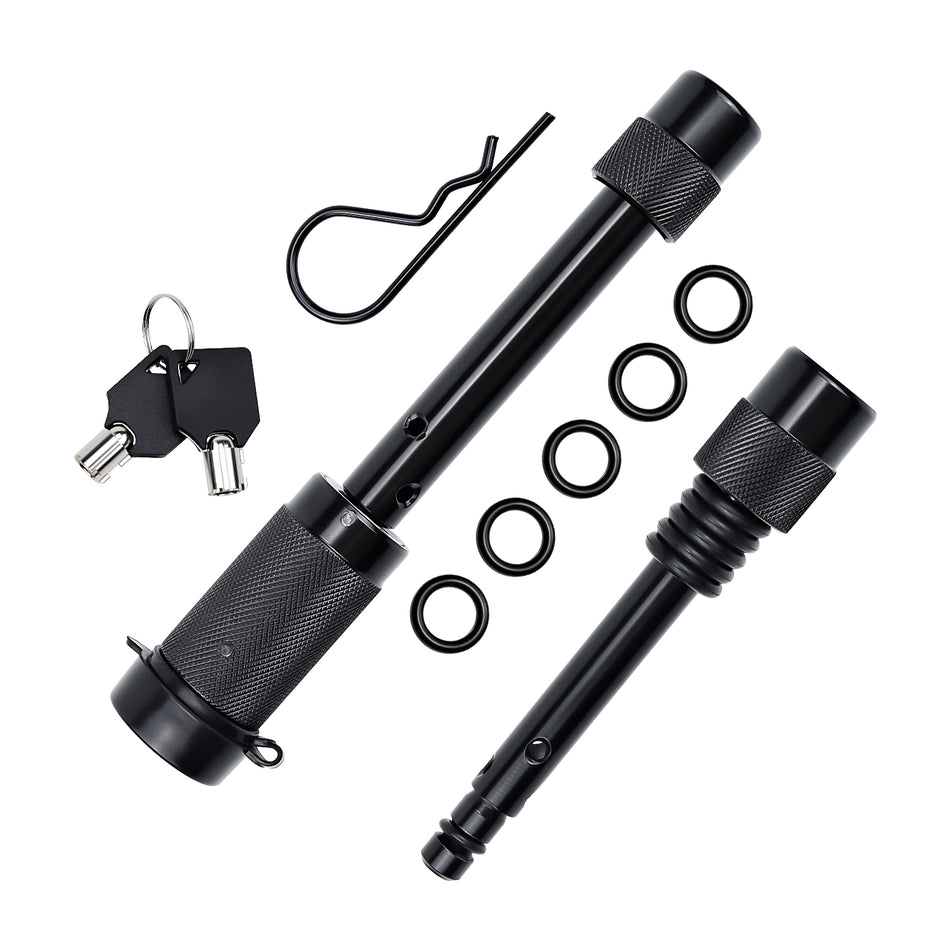 Vypart Locking Hitch Pin Set with 1/2-inch and 5/8-inch diameters, secured with a padlock, for Class I-V trailer receivers