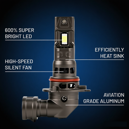 Infographic comparing the long lifespan of Vypart 9005 LED bulbs versus standard halogen, emphasizing years of reliable service and reduced replacement