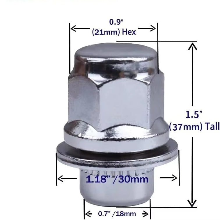 close-up of Vypart 12x1.5 Lug Nut showing 21mm (13/16") Hex Size
