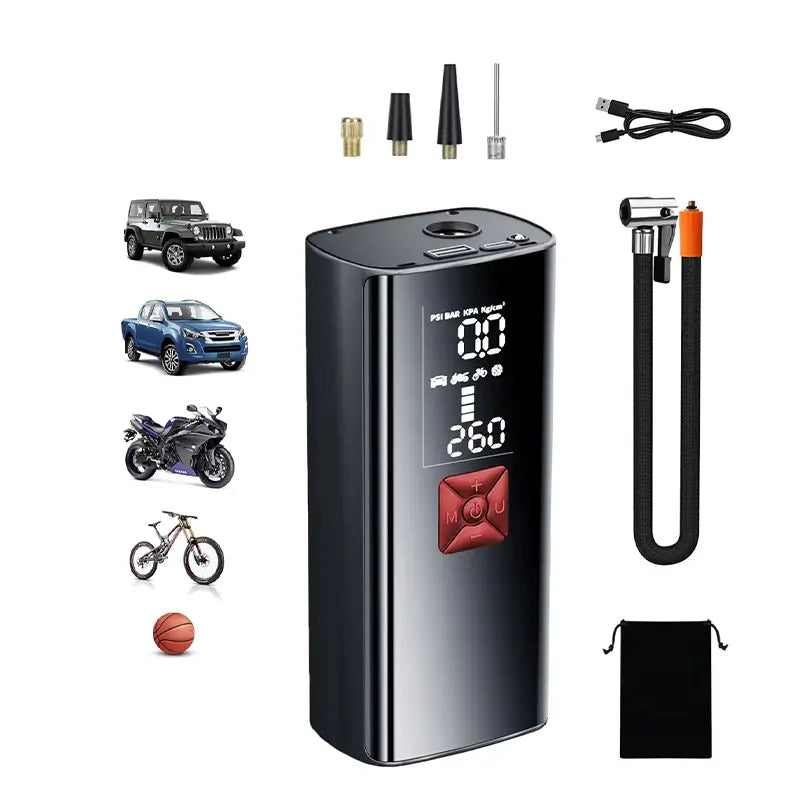 Vypart Mini Portable Air Compressor with 9900mAh battery, 2-in-1 wireless electric pump, displayed on a clean background