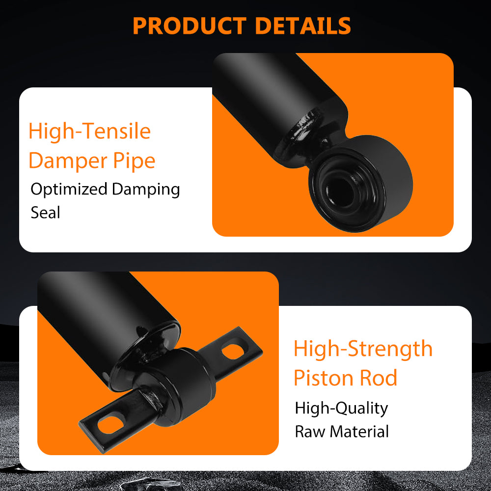 Side-by-side comparison of Vypart 37316 shock absorber with OEM part, showing identical dimensions