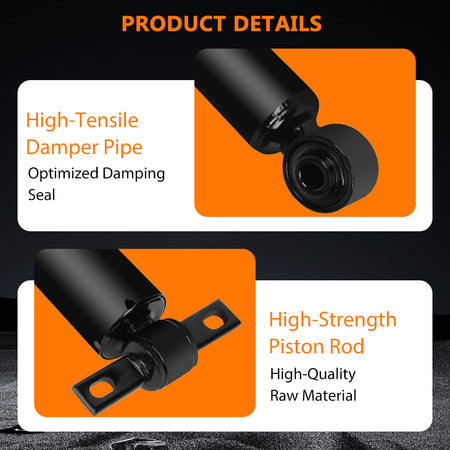 Side-by-side comparison of Vypart 37316 shock absorber with OEM part, showing identical dimensions