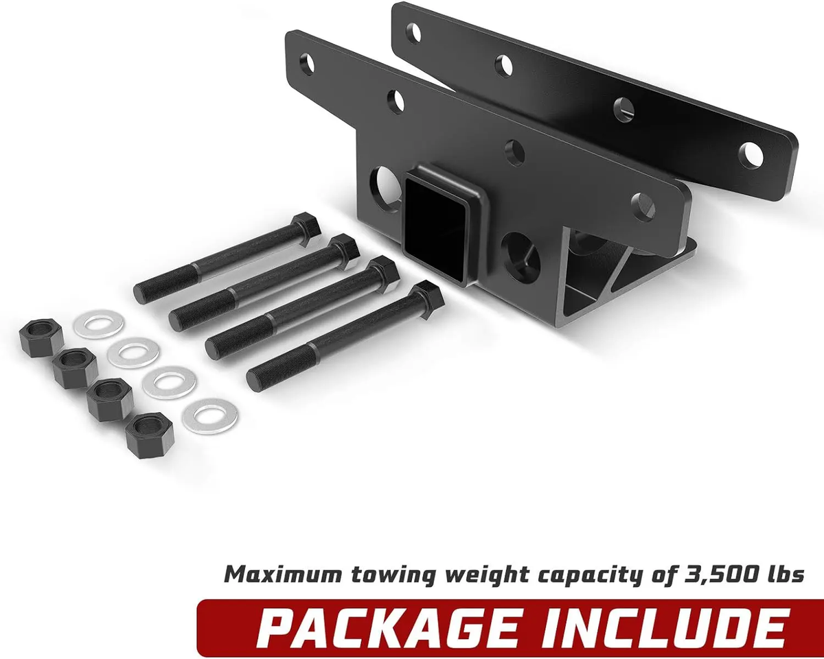 Extreme close-up detail of the durable, long-lasting black powder coat finish on the Vypart hitch receiver