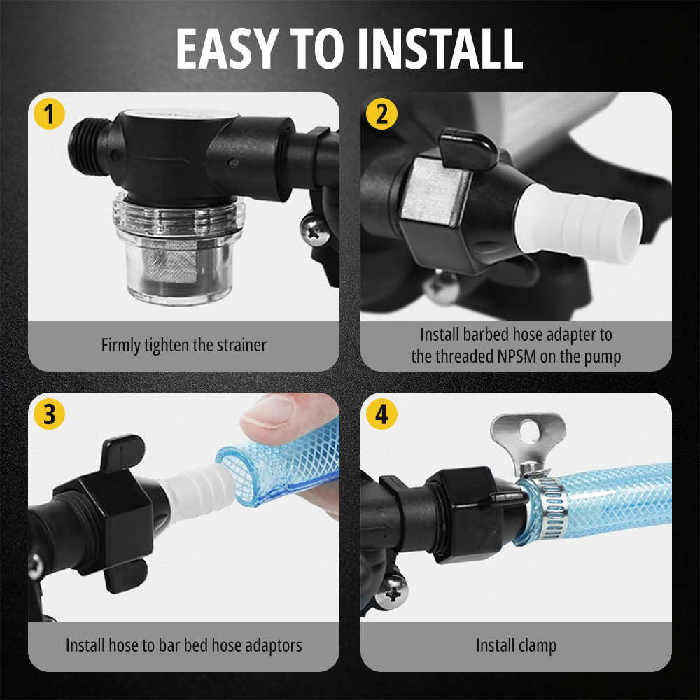 Vypart 12V RV water pump installation and wiring connection guide