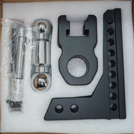 Close-up of the robust black ball mount, showing its construction and how it secures the tow ball