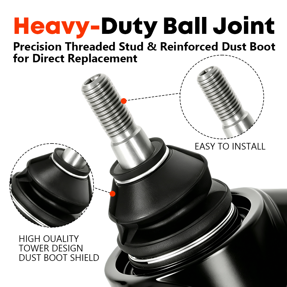 Close-up of pre-installed heavy-duty ball joint on Vypart upper control arm for lifted GM trucks