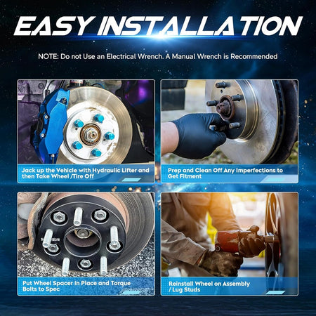 Flat lay image of all kit components unboxed: four forged spacers, 12x1.5 studs, lug nuts, and any included installation tools or instructions