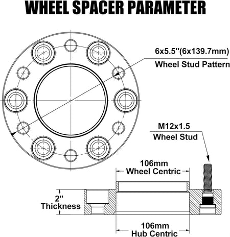 Layout of all components included in the Vypart spacer kit: 4 spacers, mounting hardware (lug nuts/washers), and any provided tools