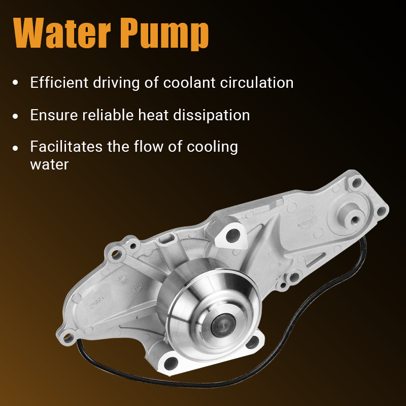 Engine water pump with attached gasket, showing coolant circulation component for vehicle cooling system