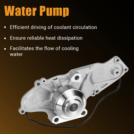 Engine water pump with attached gasket, showing coolant circulation component for vehicle cooling system