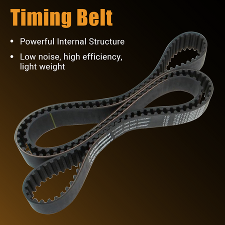 Close-up of the Vypart TKT-024 timing belt, highlighting its powerful internal structure, low noise, high efficiency, and lightweight design.