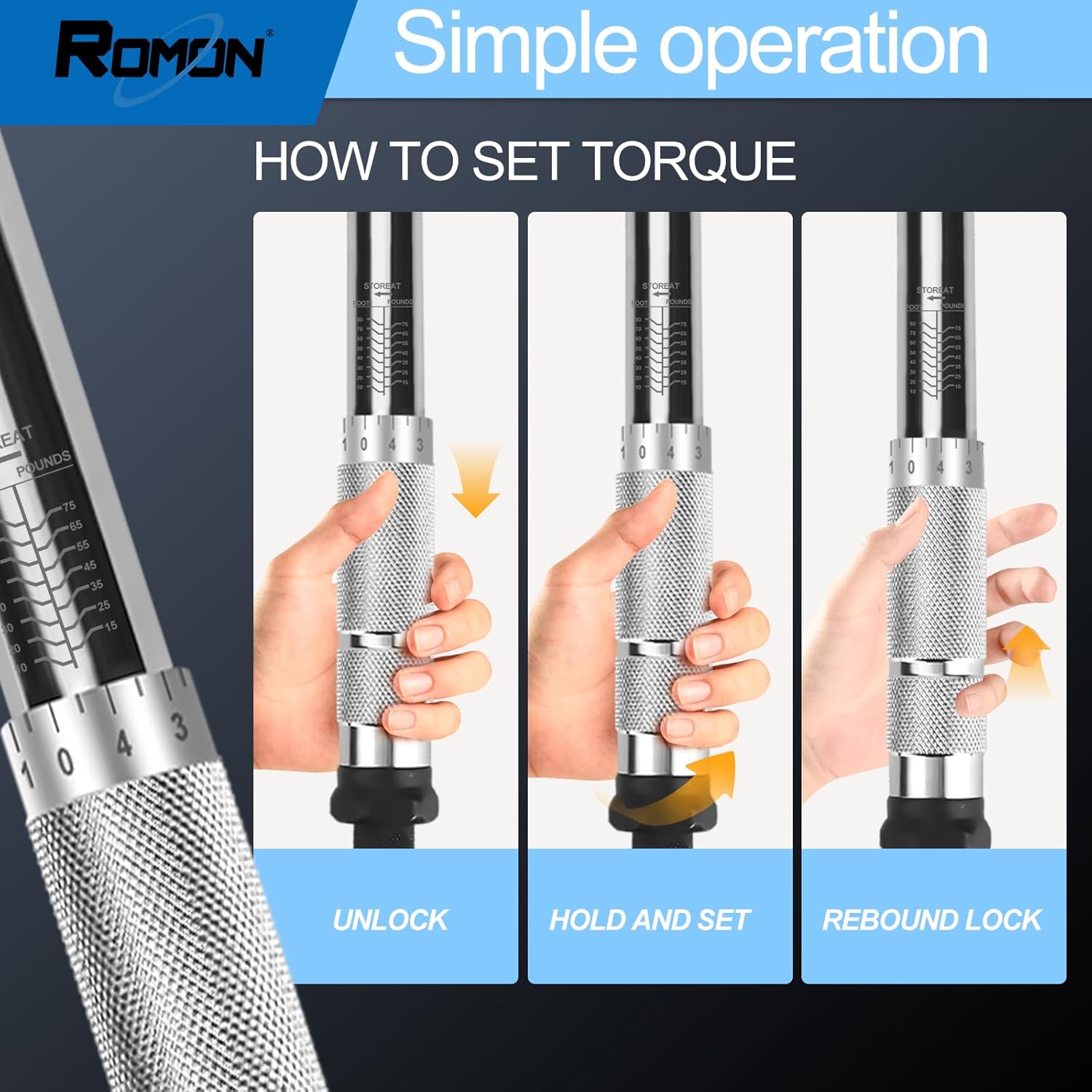 Professional product shot of the sealed retail box for the Vypart 7 Pcs 3/8 Inch Drive Click Torque Wrench Set, showing model and specifications