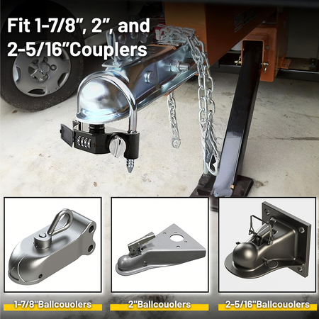 Vypart trailer hitch combination lock presented with its retail packaging