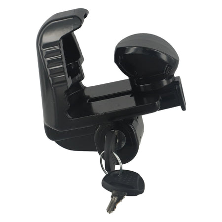 Vypart black trailer coupler lock presented with its security keys and retail packaging