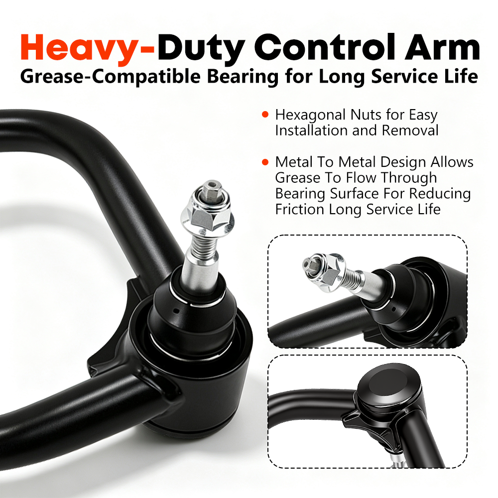Heat-treated alloy steel ball joints on Vypart upper control arms for Silverado and Sierra 1500