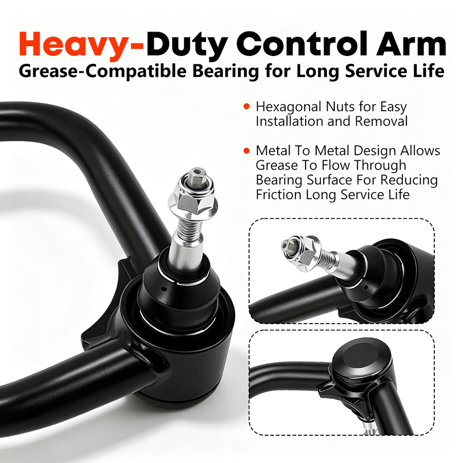 Heat-treated alloy steel ball joints on Vypart upper control arms for Silverado and Sierra 1500
