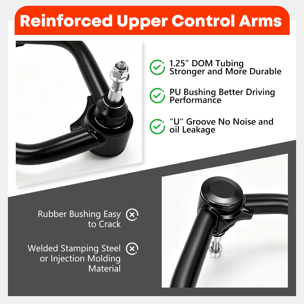 Compatible 2019-2026 Chevy Silverado and GMC Sierra 1500 truck equipped with Vypart upper control arms