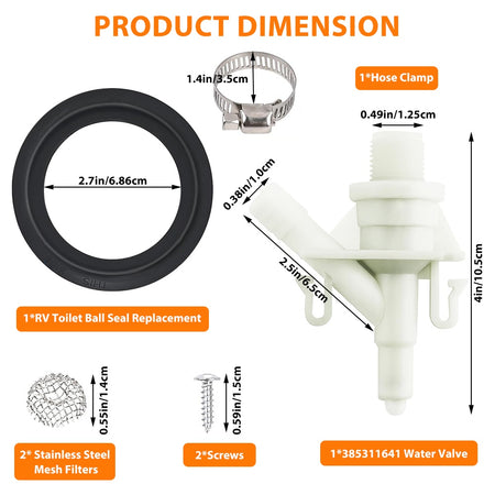 Close-up detail of Vypart RV water valve's hexagonal rotary joint and fiber-reinforced polymer for freeze and leak resistance