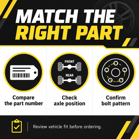 Vypart wheel hub bearing assembly matching guide: part number, axle position and bolt pattern