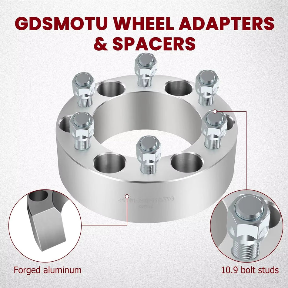 Close-up detail showing the precise 2-inch thickness and six 6x5.5 lug holes of the Vypart wheel spacer