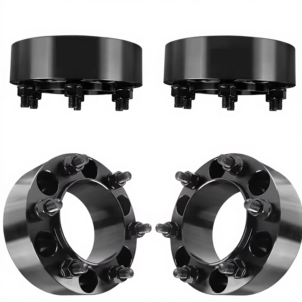 Macro shot highlighting the precise CNC machining and smooth anodized surface finish of the Vypart 6x5.5 hubcentric wheel spacer